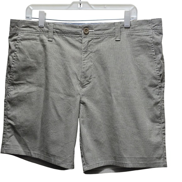 ROWM Other - ROWM Mens Size 38 Geometric Micro Print Chino Shorts Grey White Stretch Cotton